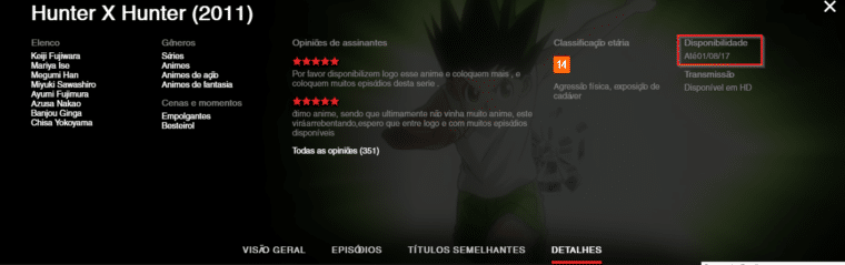 Elite Hunter x Hunter - Há uma grande possibilidade de Hunter x Hunter 2011  entrar na Netflix brasileira em breve! Houveram diversos vazamentos e  rumores recentemente sobre o assunto. Tudo indica que