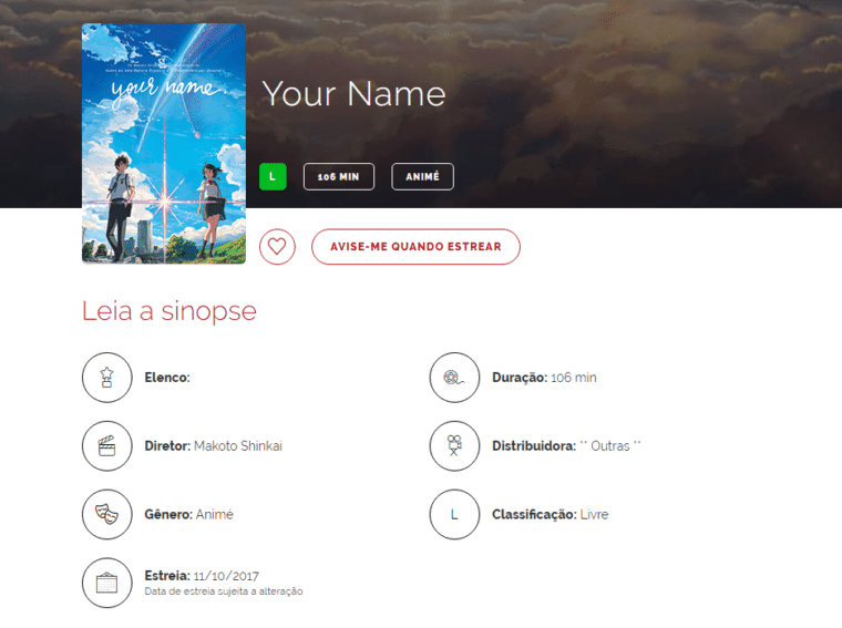 Your Name tem estreia adiada para o dia 11 de outubro no Brasil - NerdBunker