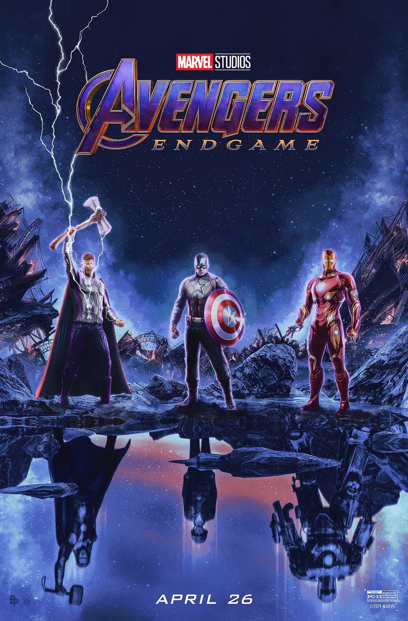 Resultado de imagem para Vingadores: Ultimato | Homem de Ferro, Thor e CapitÃ£o se reÃºnem em novo pÃ´ster