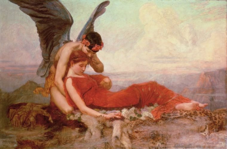 Pintura "In the Arms of Morpheus”, de William Reynolds-Stephens